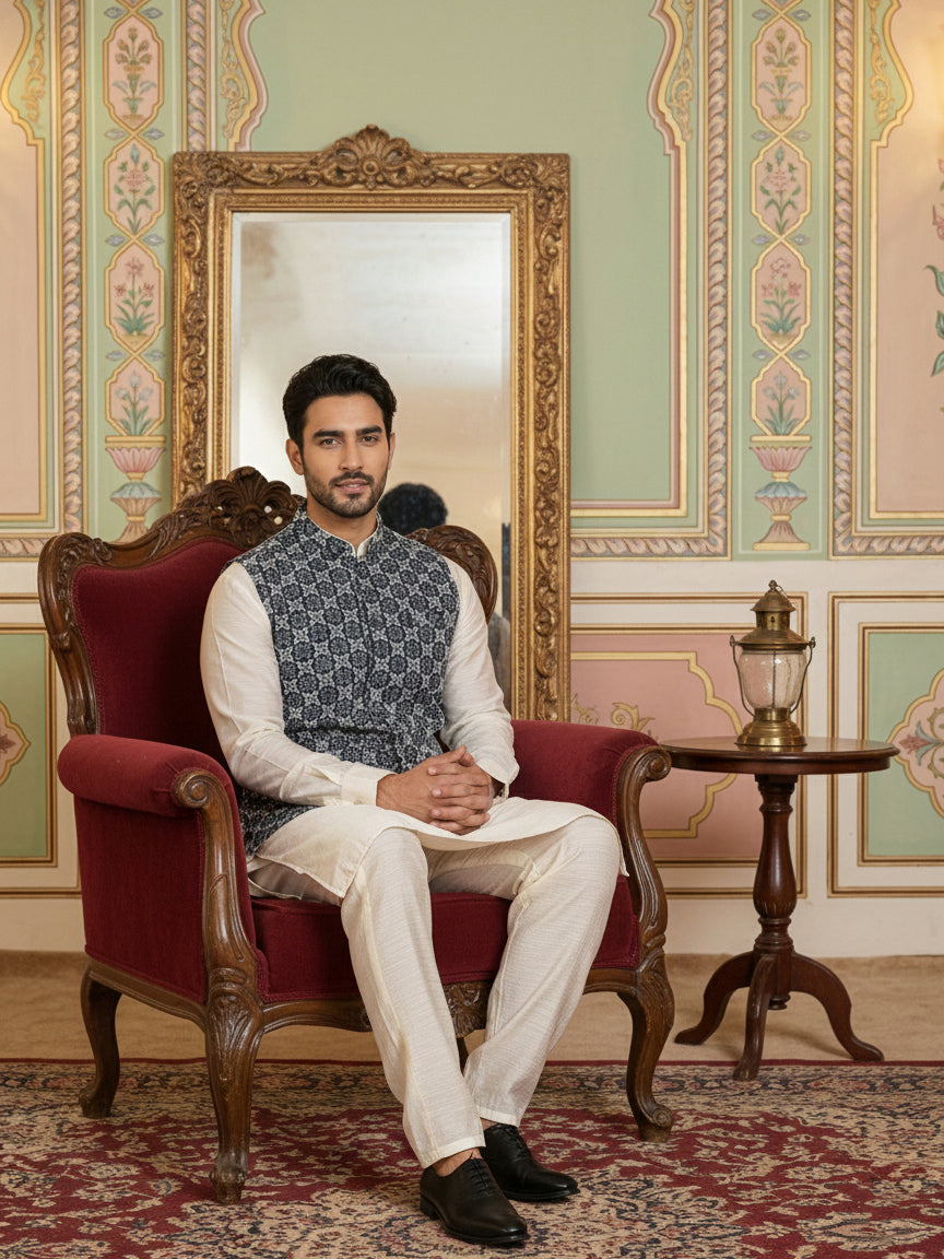 Embroidered Viscose Rayon Nehru Jacket