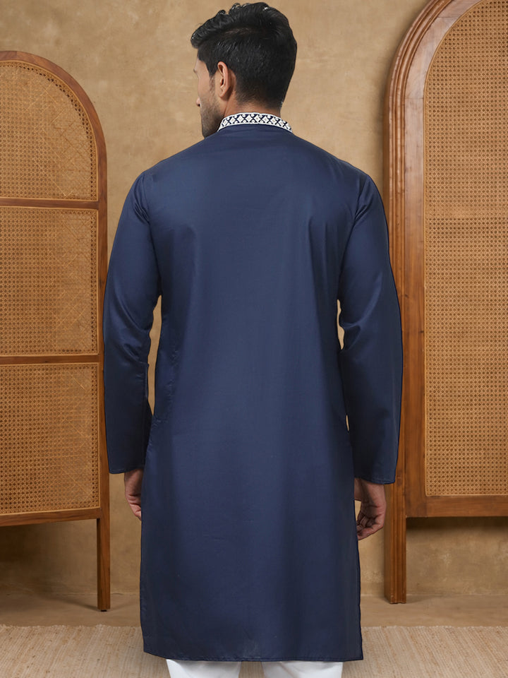 Silk Blend Embroidered Ethnic Kurta