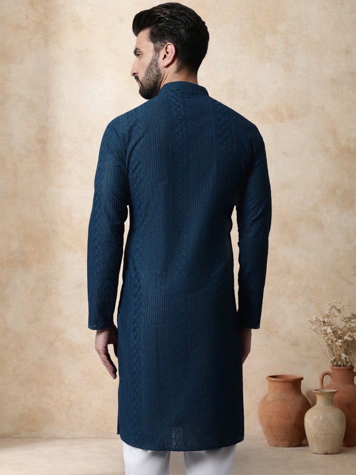 Embroidered Cotton Kurta For Men