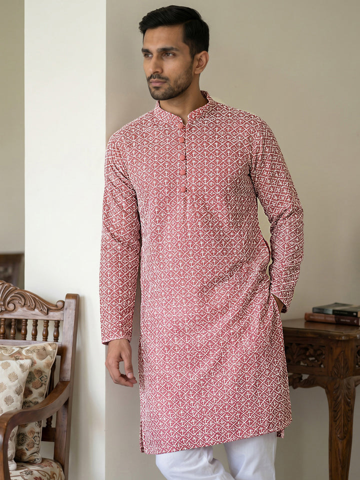 Floral Embroidered Kurta For Men