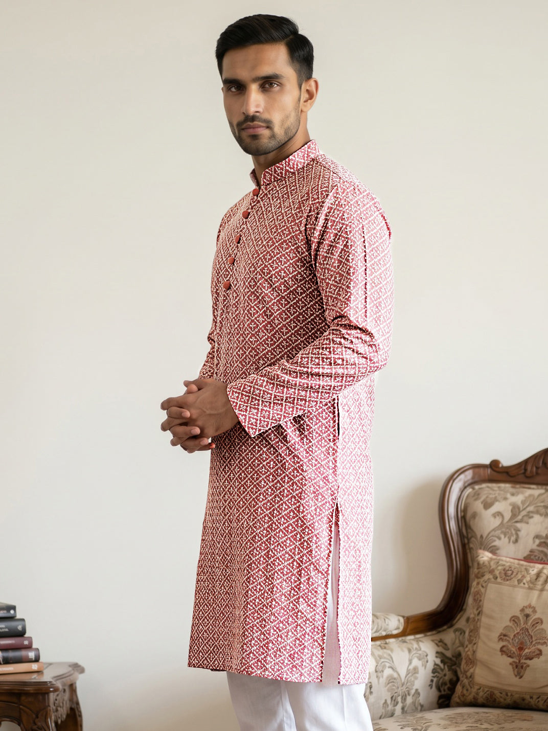 Floral Embroidered Kurta For Men