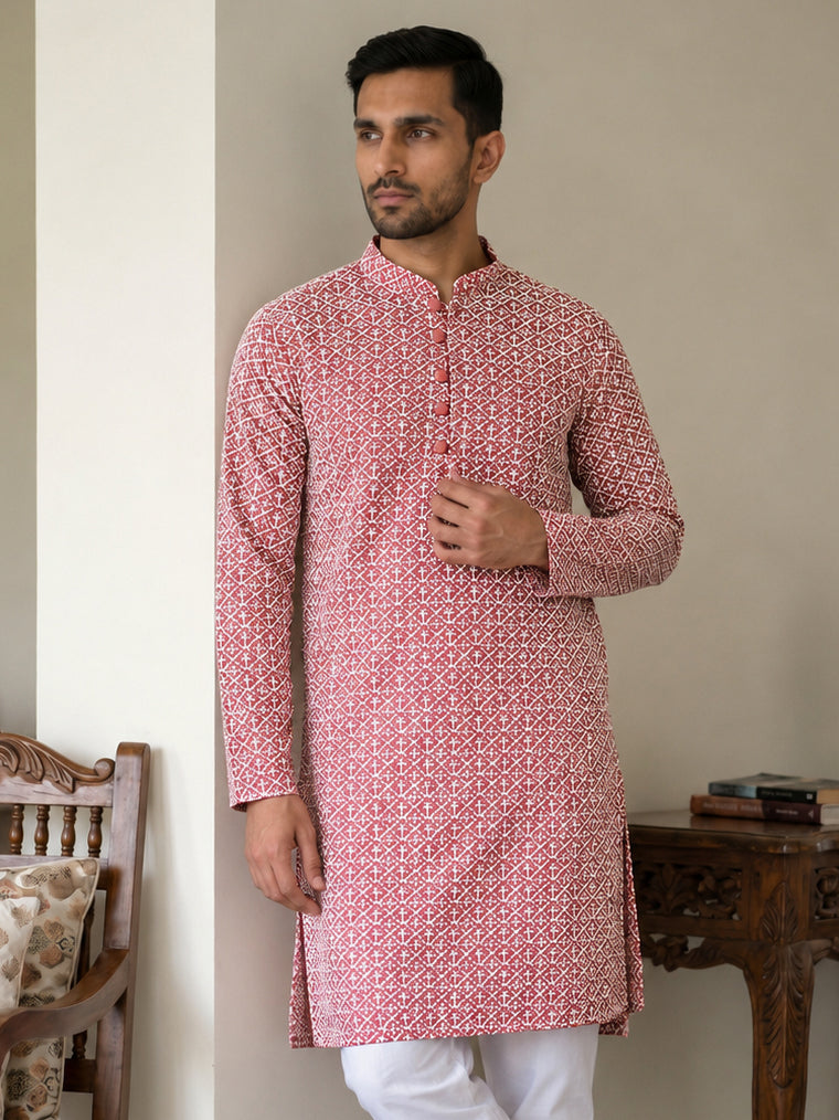 Floral Embroidered Kurta For Men