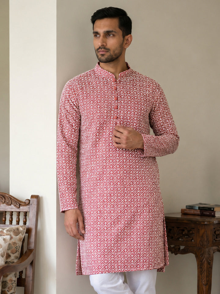 Floral Embroidered Kurta For Men