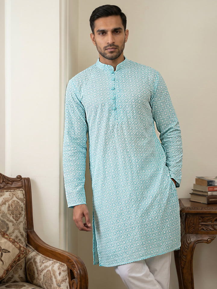 Floral Embroidered Kurta For Men