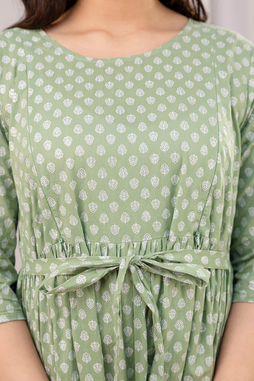 Green Printed Maternity Dress