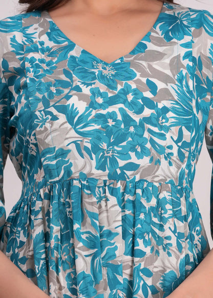 Printed Flared Maternity Dress