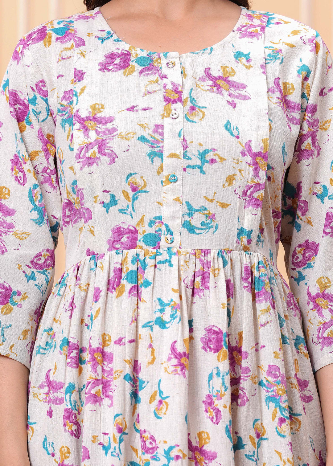 Floral Printed Flared Maternity Dress