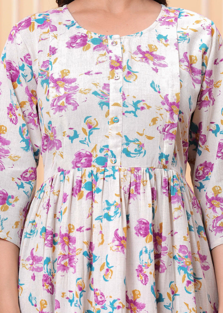 Floral Printed Flared Maternity Dress
