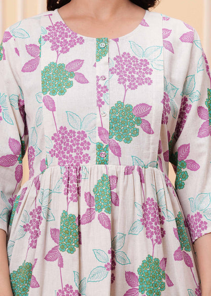 Printed Flared Maternity Dress