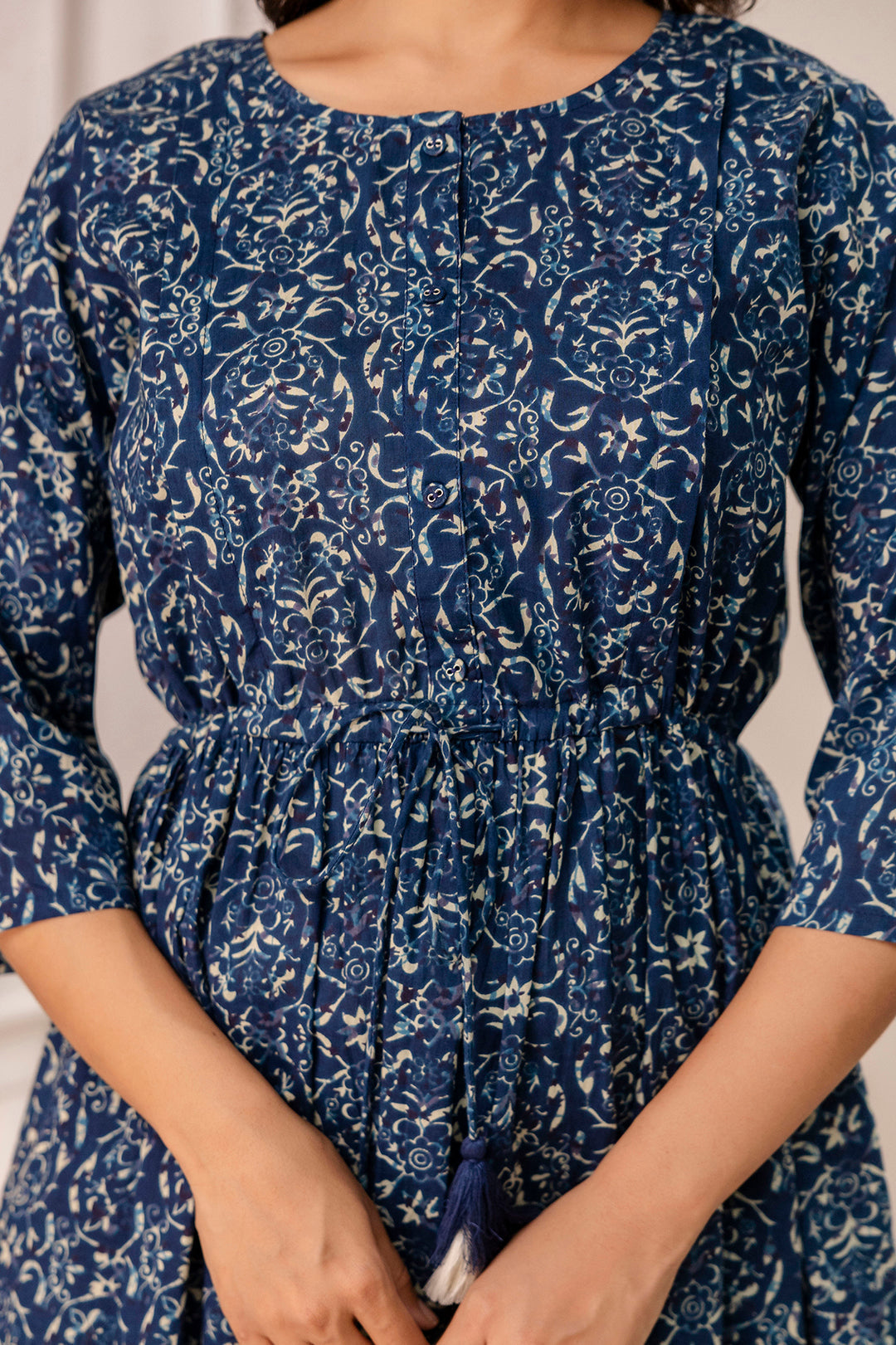 Blue Printed Maternity Dress