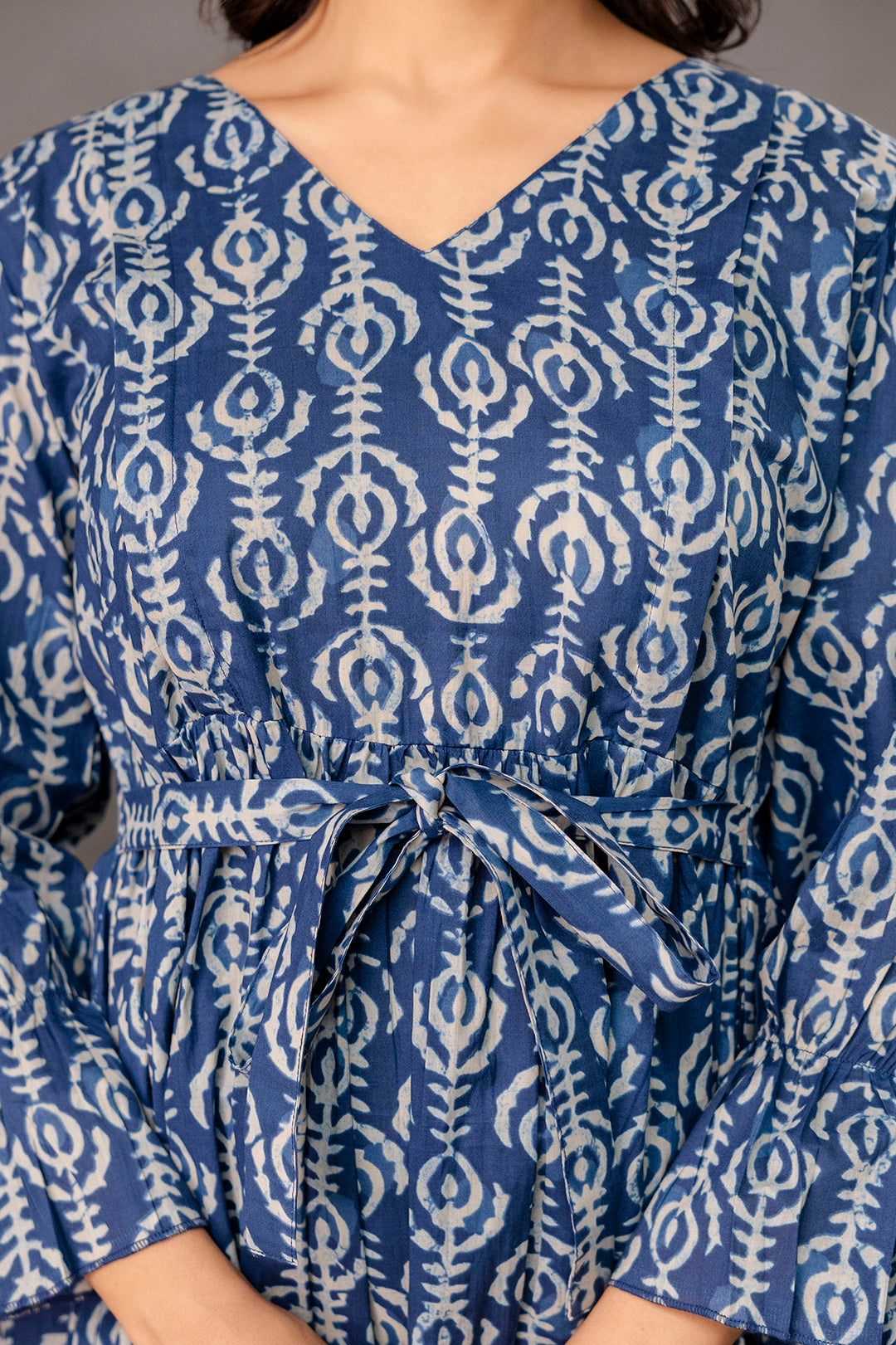 Blue Printed Maternity Dress