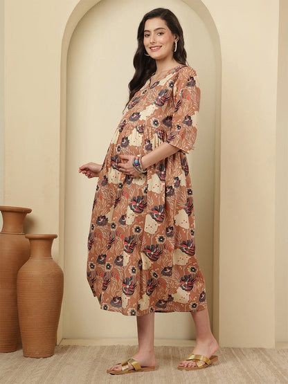 Floral Printed Maternity Dress