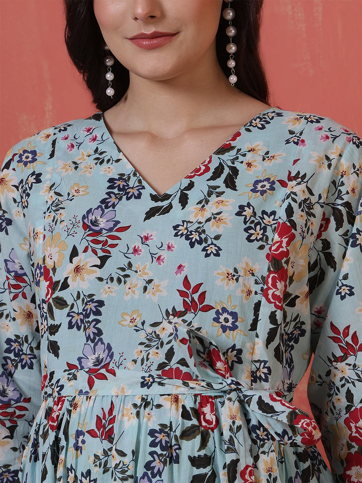 Multicolor Printed Maternity Dress
