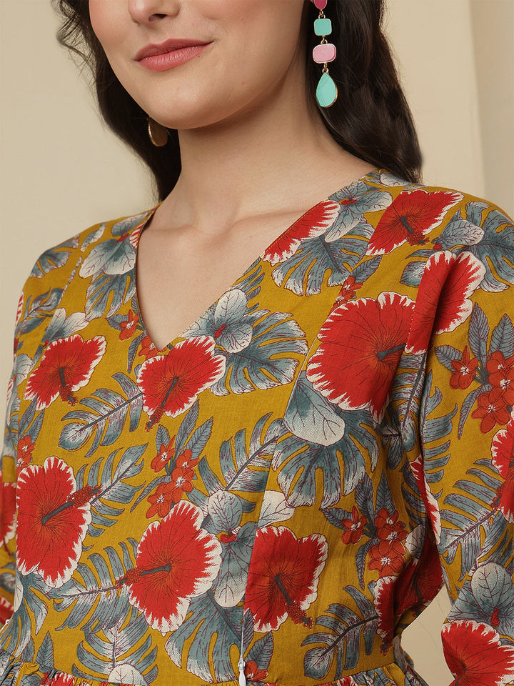 Multicolor Printed Maternity Dress