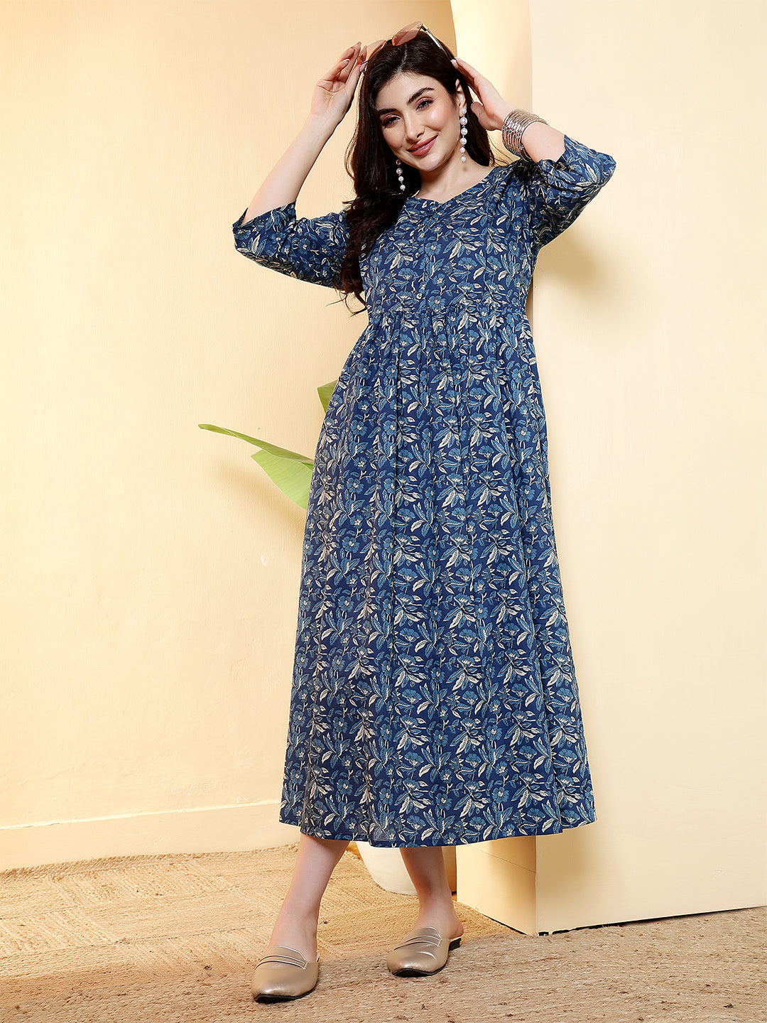 Blue Floral Dress For Women