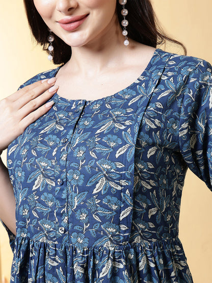 Blue Floral Dress For Women