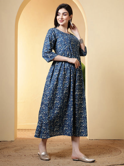 Blue Floral Dress For Women