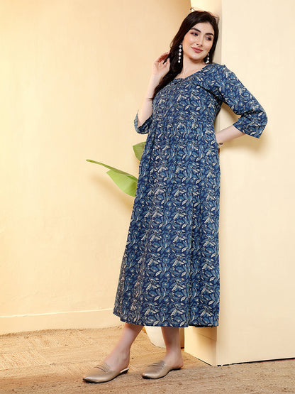 Blue Floral Dress For Women