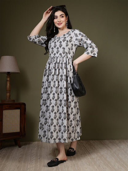 Grey Printed Dress For Women