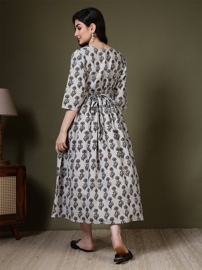 Grey Printed Dress For Women