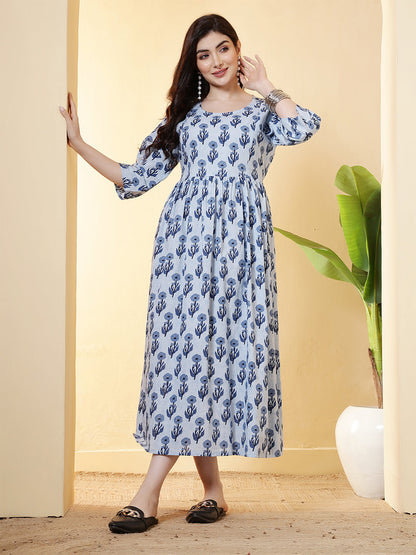 Blue Floral Dress For Women