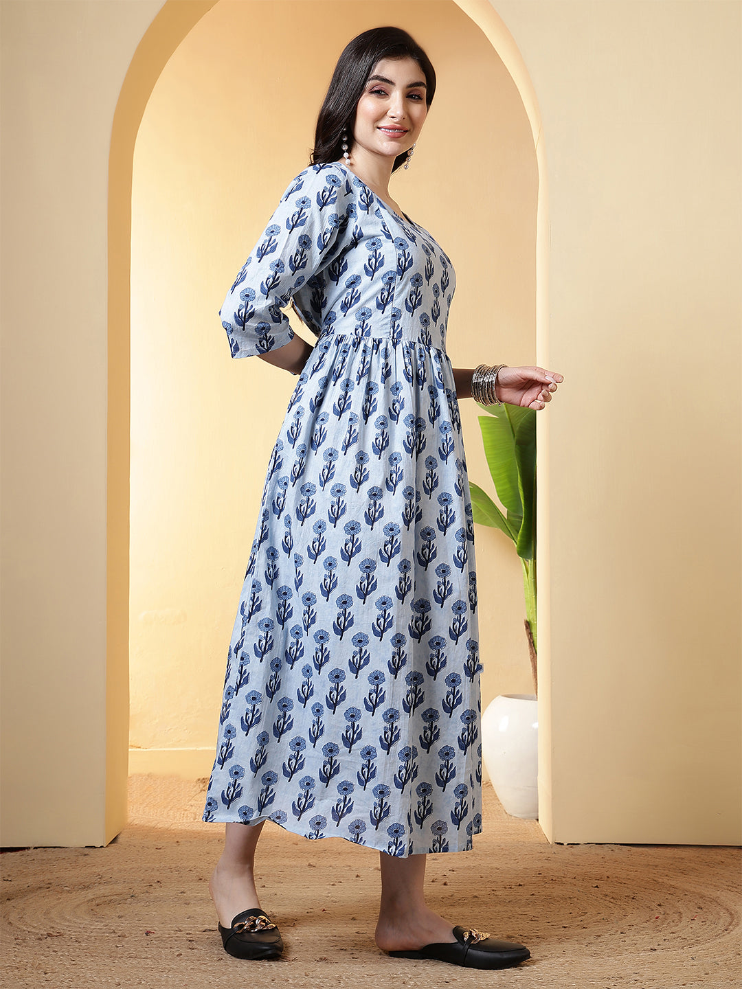 Blue Floral Dress For Women