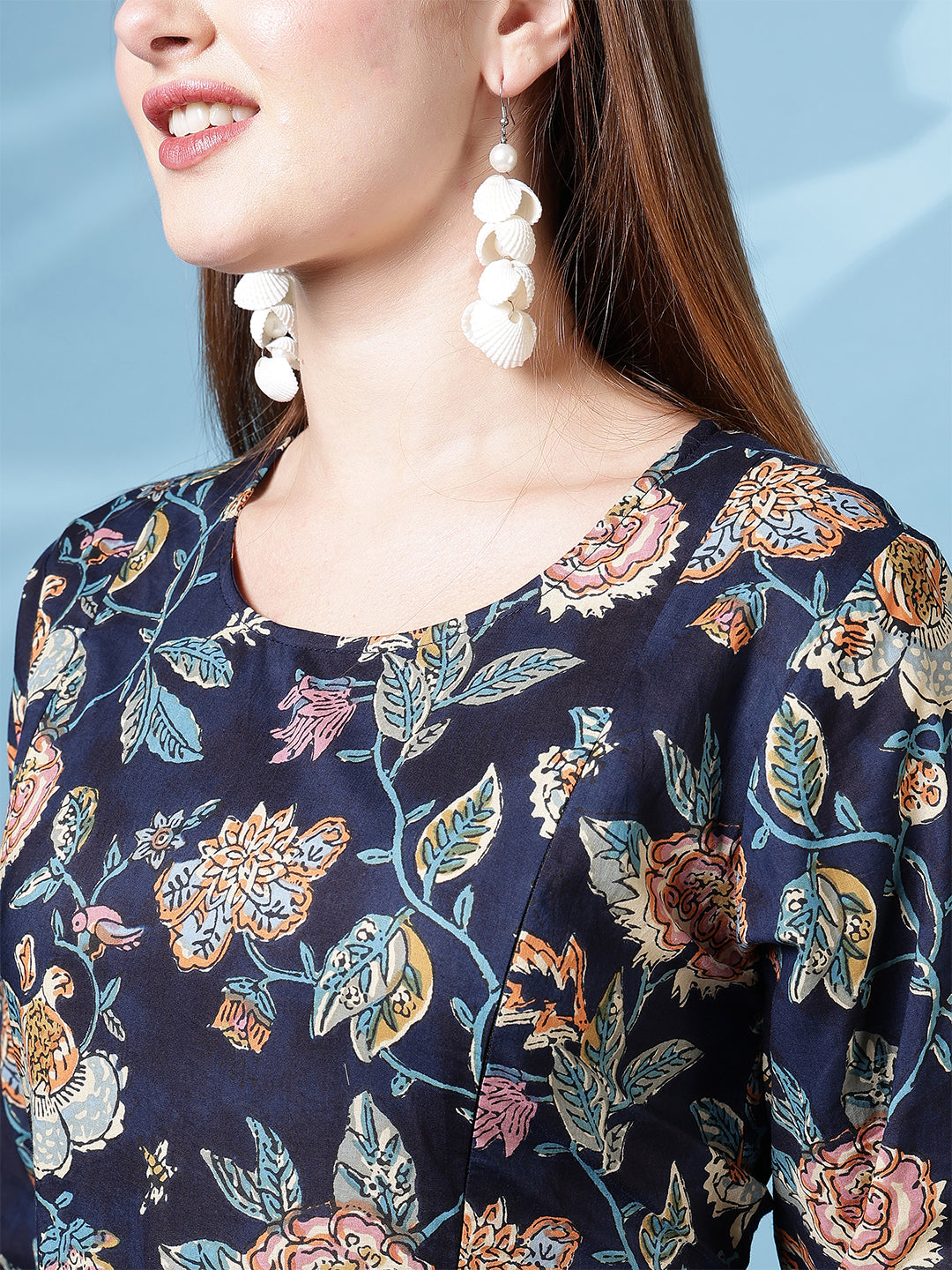 Navy Printed Dress For Women