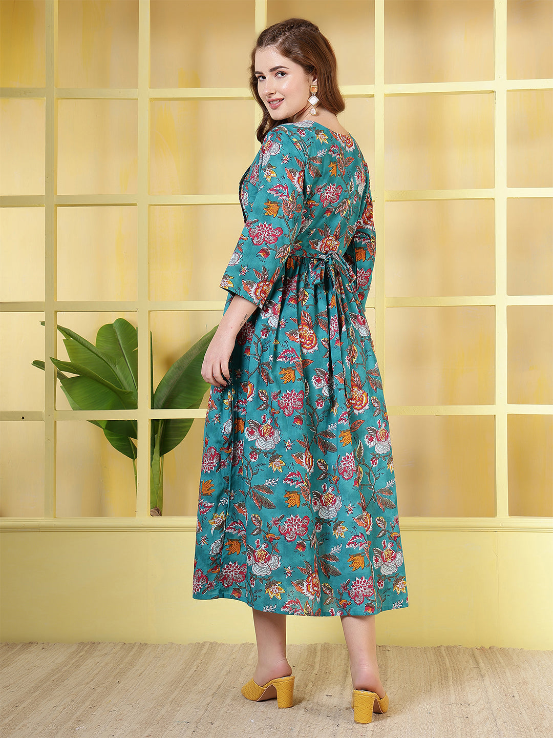 Blue Floral Printed Dress for Women