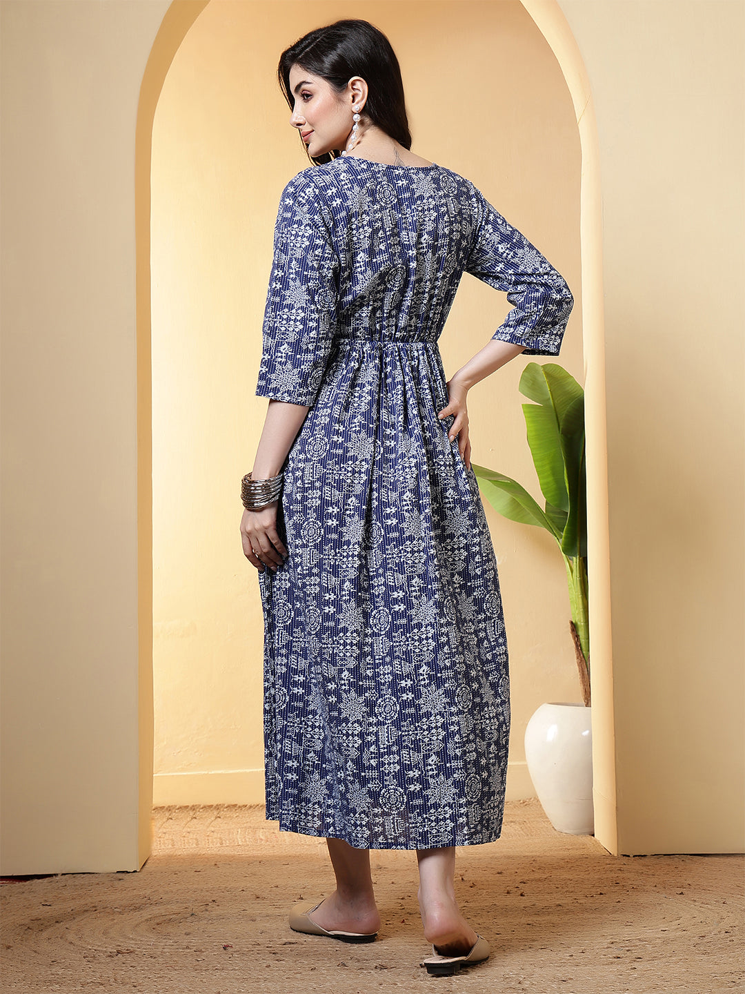 Blue Printed Dress for Women
