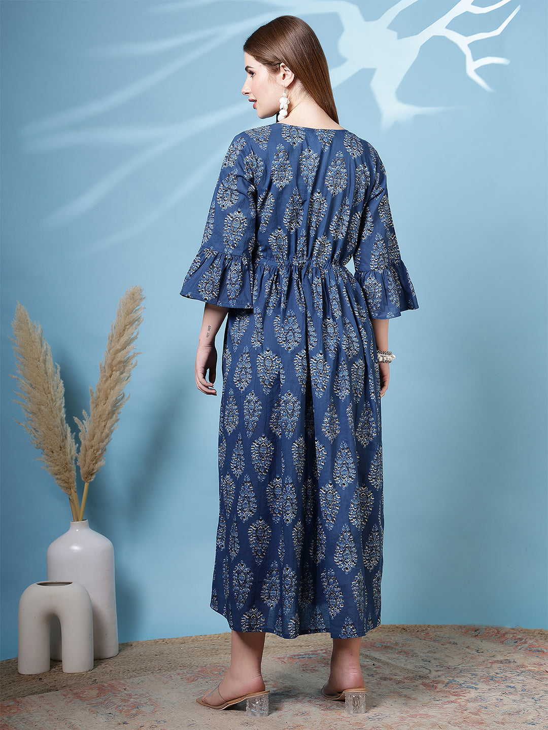 Blue Printed Dress for Women