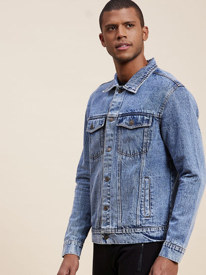 Men'S Blue Washed Denim Jacket