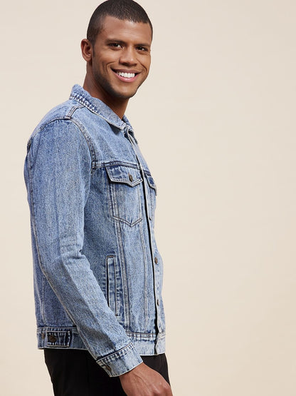 Men'S Blue Washed Denim Jacket