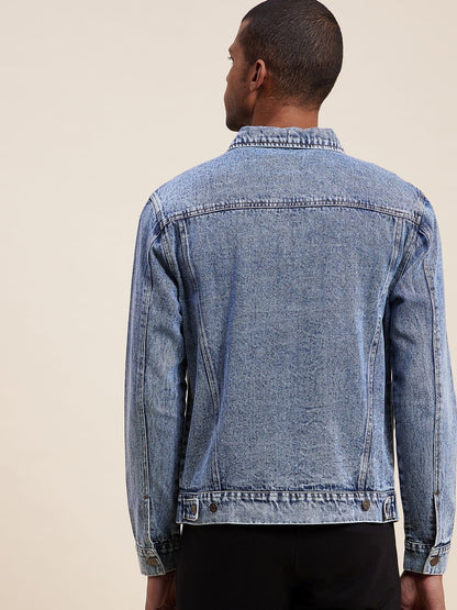 Men'S Blue Washed Denim Jacket