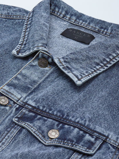 Men'S Blue Washed Denim Jacket