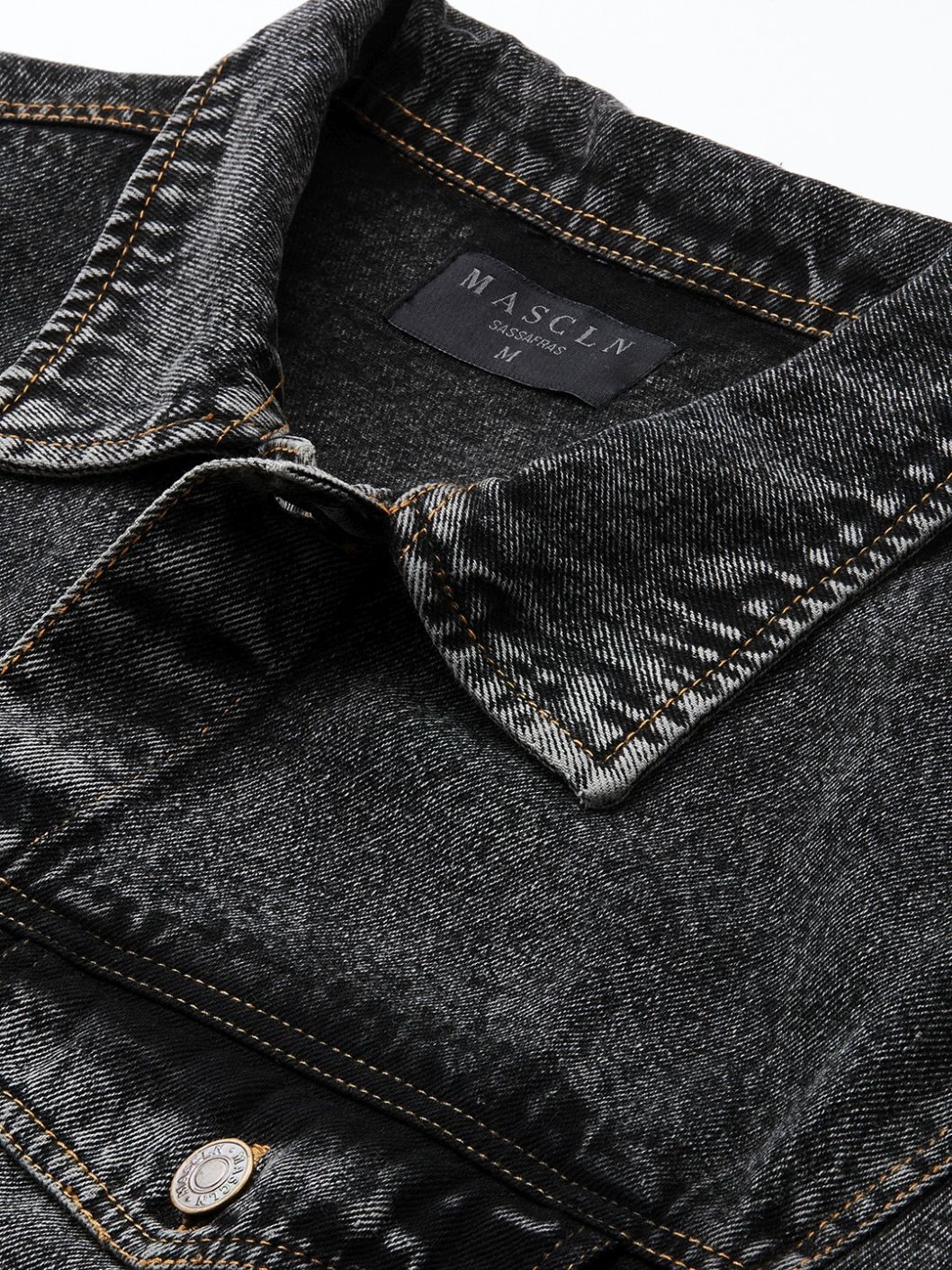 Men'S Black Washed Denim Jacket