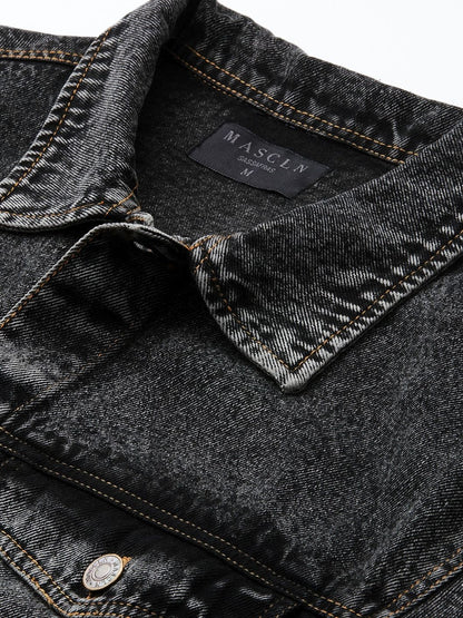 Men'S Black Washed Denim Jacket