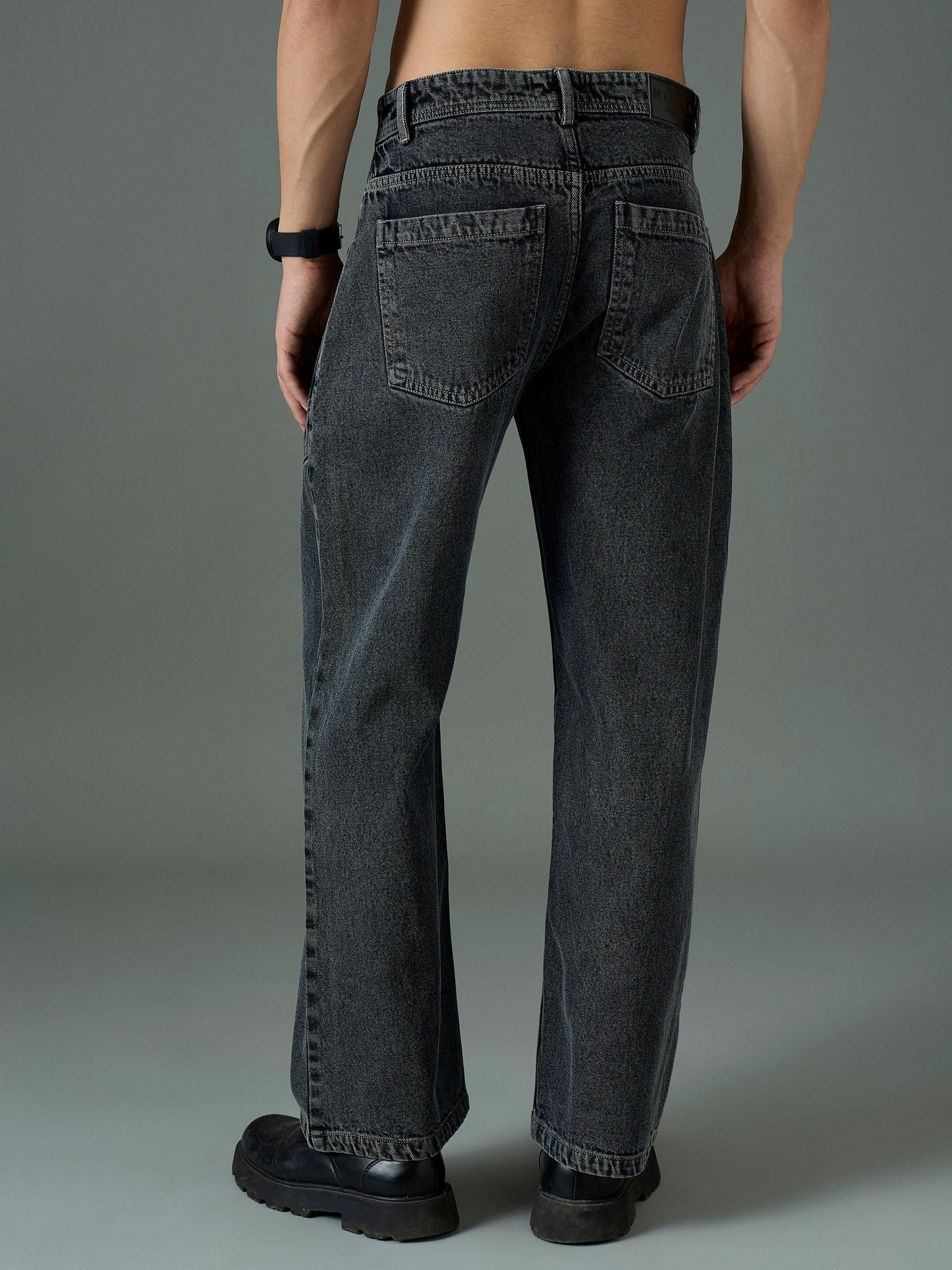 Men Grey Wash Front pocket Relax Fit Jeans