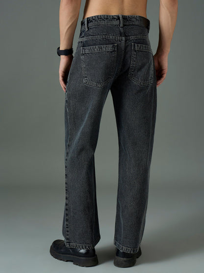 Men Grey Wash Front pocket Relax Fit Jeans