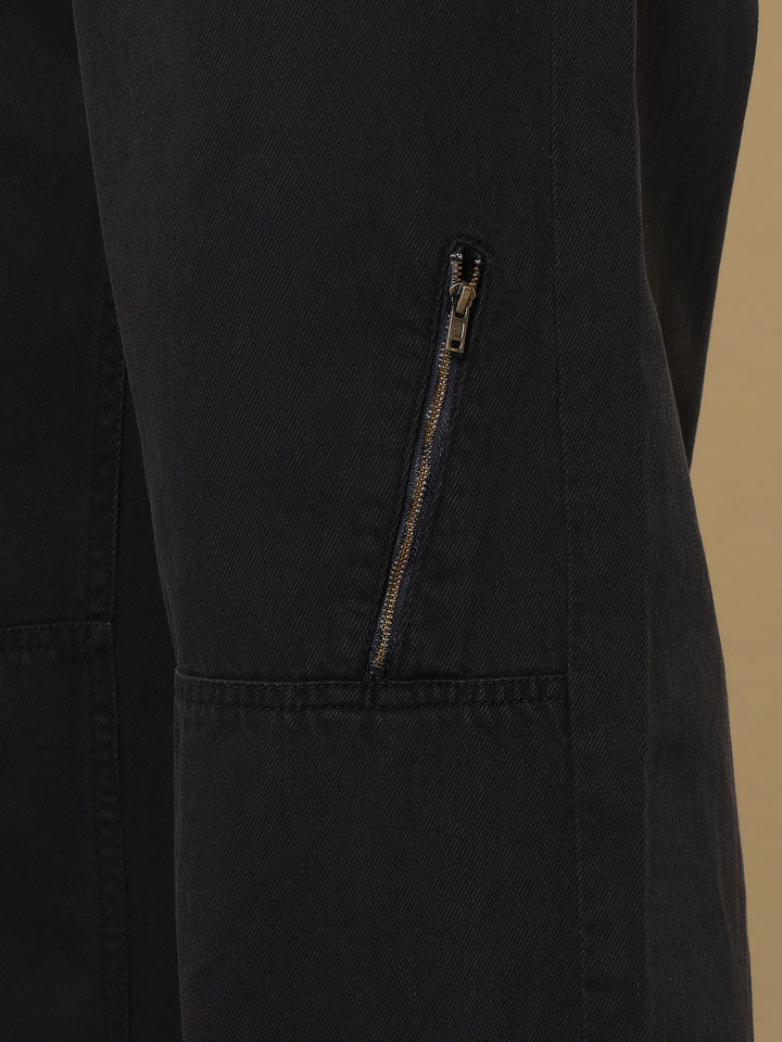 Men Grey Side Zipper Relax Fit Jeans