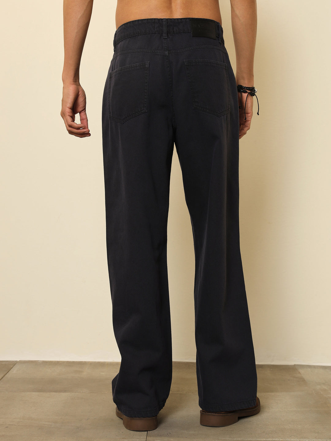 Men Grey Side Zipper Relax Fit Jeans