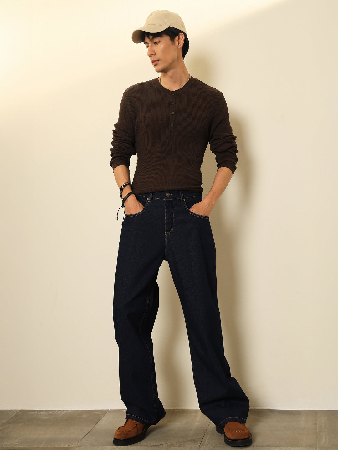 Men Navy Blue Basic Relax Fit Jeans