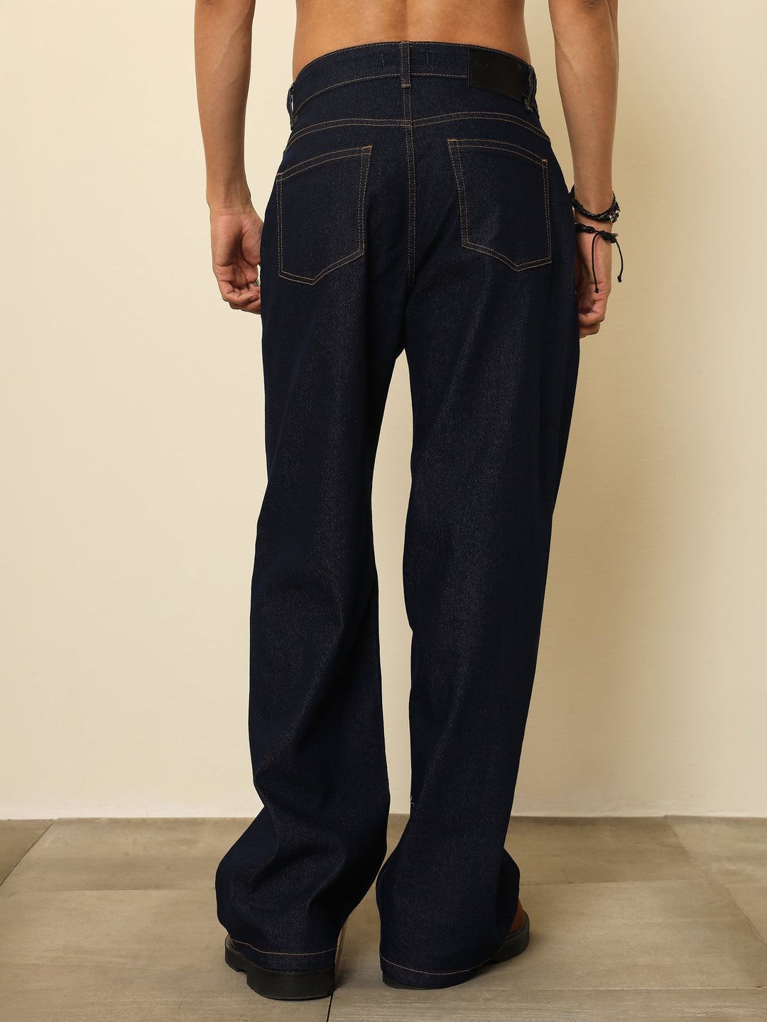 Men Navy Blue Basic Relax Fit Jeans