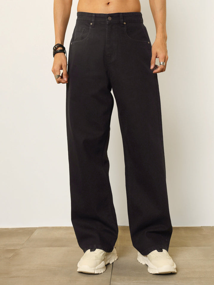 Men Black Basic Relax Fit Jeans