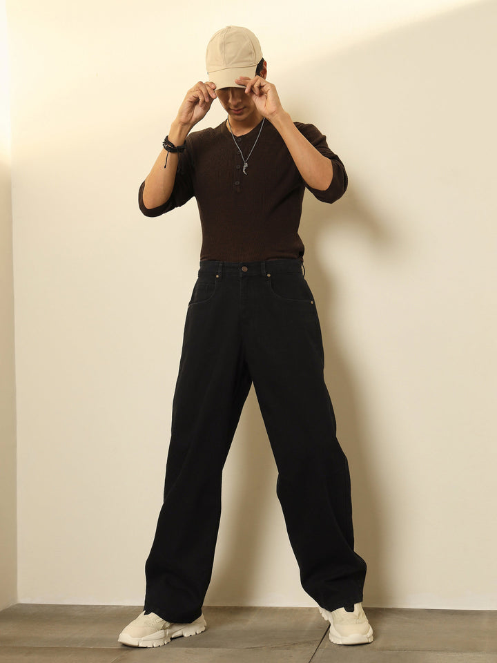 Men Black Basic Relax Fit Jeans