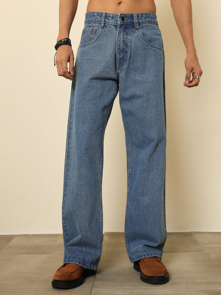 Men Ice Blue Relax Fit Jeans