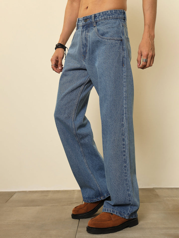 Men Ice Blue Relax Fit Jeans