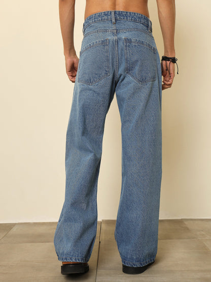 Men Ice Blue Relax Fit Jeans