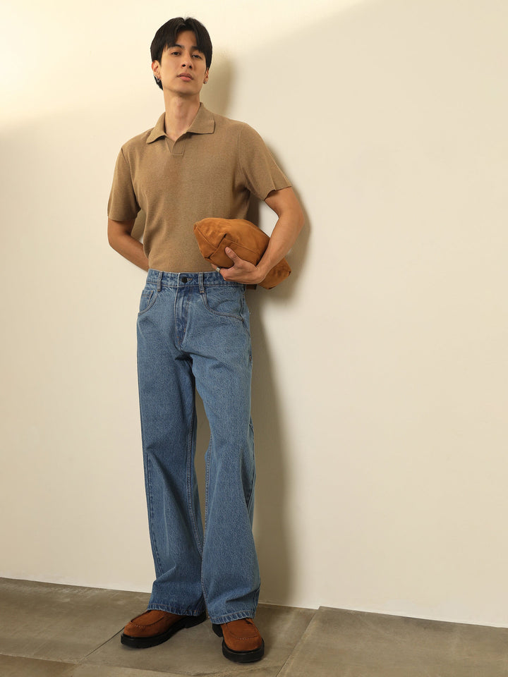 Men Ice Blue Relax Fit Jeans