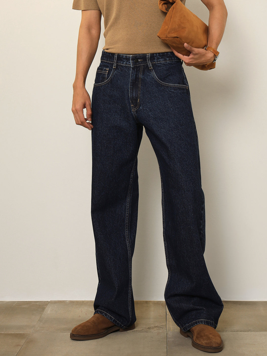 Men Navy Blue Relax Fit Jeans