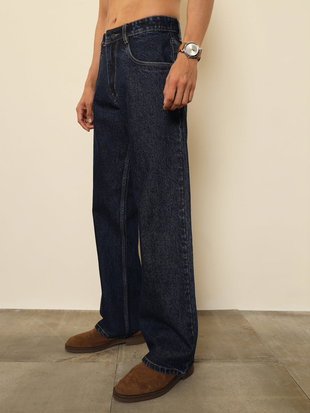 Men Navy Blue Relax Fit Jeans